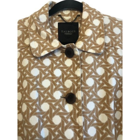 Talbots Womens Mode Geometric Spring / Summer Coat Size Large Tan & Cream‎ - Picture 3 of 7